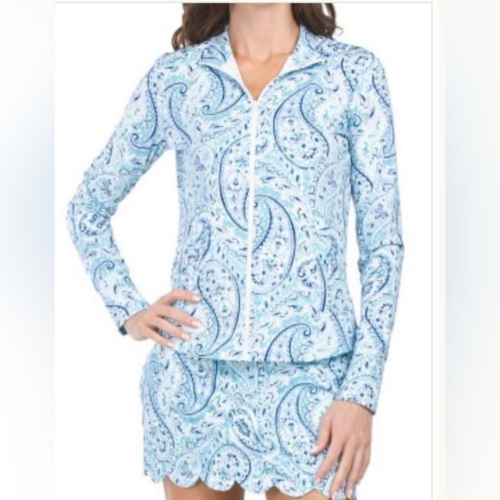 NWT NWT SIGRID OLSEN BLUE PAISLEY Long Sleeve Full Zip Golf & Tennis Jacket